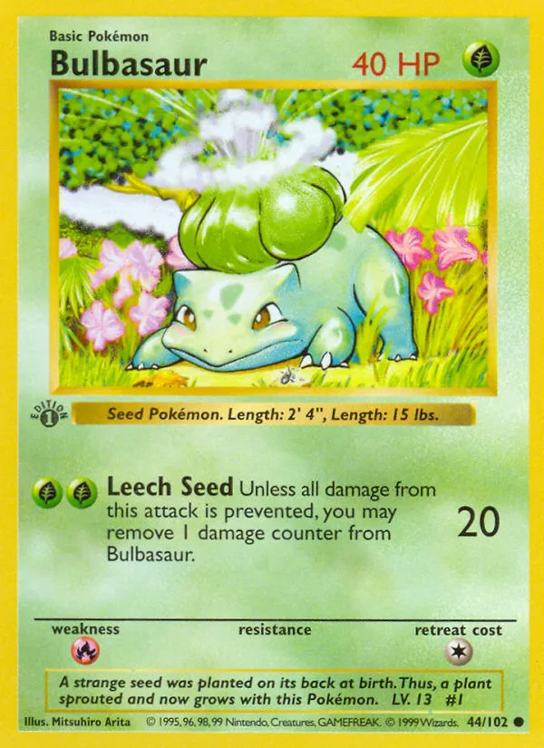 Bulbasaur, Game 1999 — PSA 1