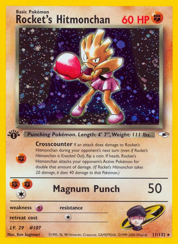 Rocket's Hitmonchan, Gym Heroes 2000 — PSA 9