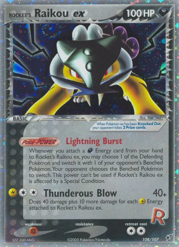 Rocket's Raikou EX, EX Deoxys 2005 — PSA 8