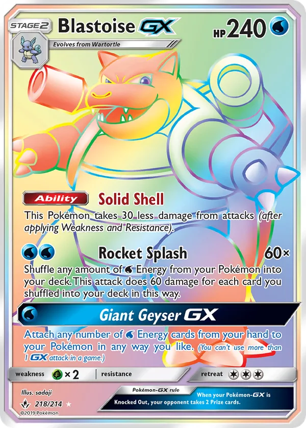 Blastoise GX, Sun & Moon Unbroken Bonds 2019 — PSA 10