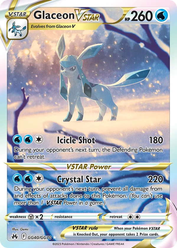 Glaceon VSTAR, Sword And Shield Crown Zenith 2023 — PSA 9