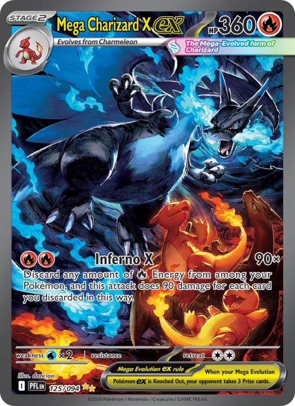 Mega Charizard X EX, Phantasmal Flames 2025 — PSA 9