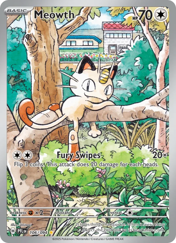 Meowth, Phantasmal Flames 2025 — PSA 9