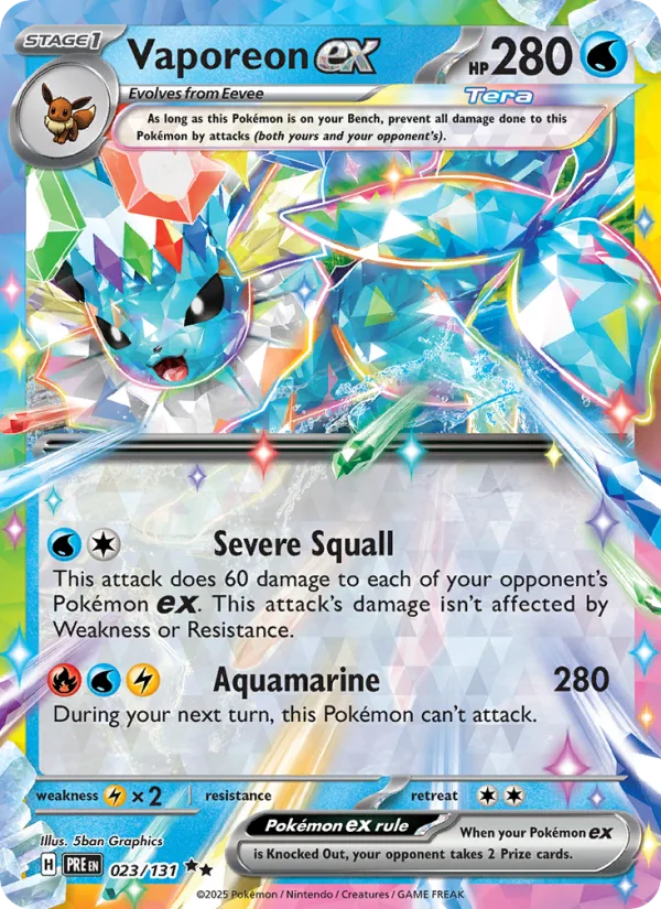 Vaporeon EX, Prismatic Evolutions 2025 — PSA 10